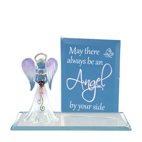 Glass Angel Crystal Heart Figurine & 22Kt Gold Accents