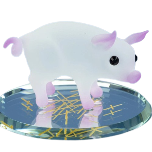 Glass Baron Barnyard Pig Figurine Accented with Crystal Eyes