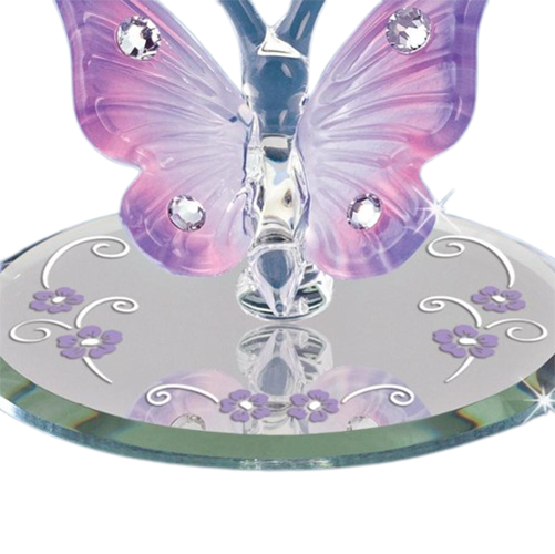 Glass Lavender Butterfly Figurine Accented with Genuine Crystals