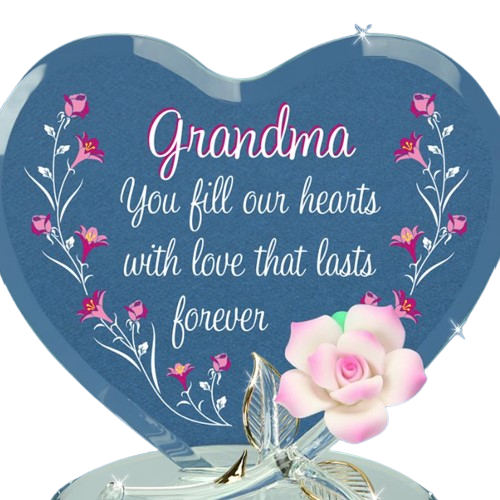 Grandma Porcelain Rose, Handmade Heart Figurine, Grandma Flower Gift, Mother's Day Gift, Home Decor, Gift From Grandkids