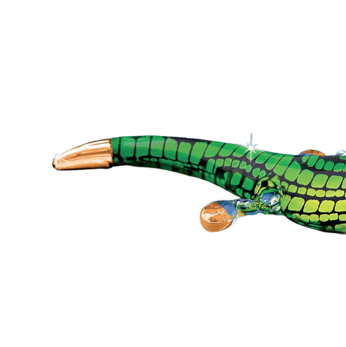 Glass Alligator Handcrafted Figurine Accented with 22Kt Gold