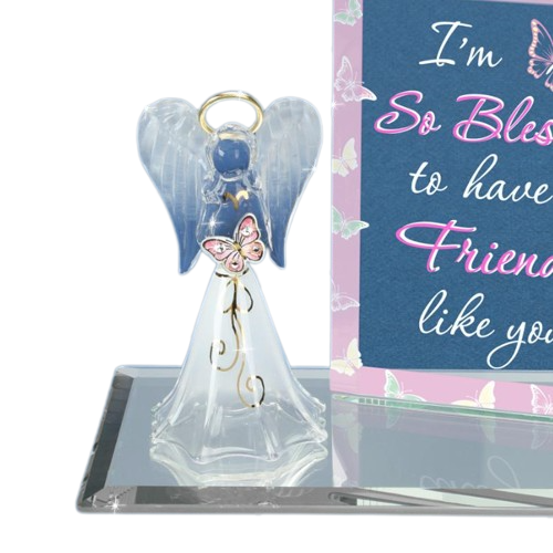 Glass Angel So Blessed Collectible Figurine with Crystals and 22kt Gold Accents