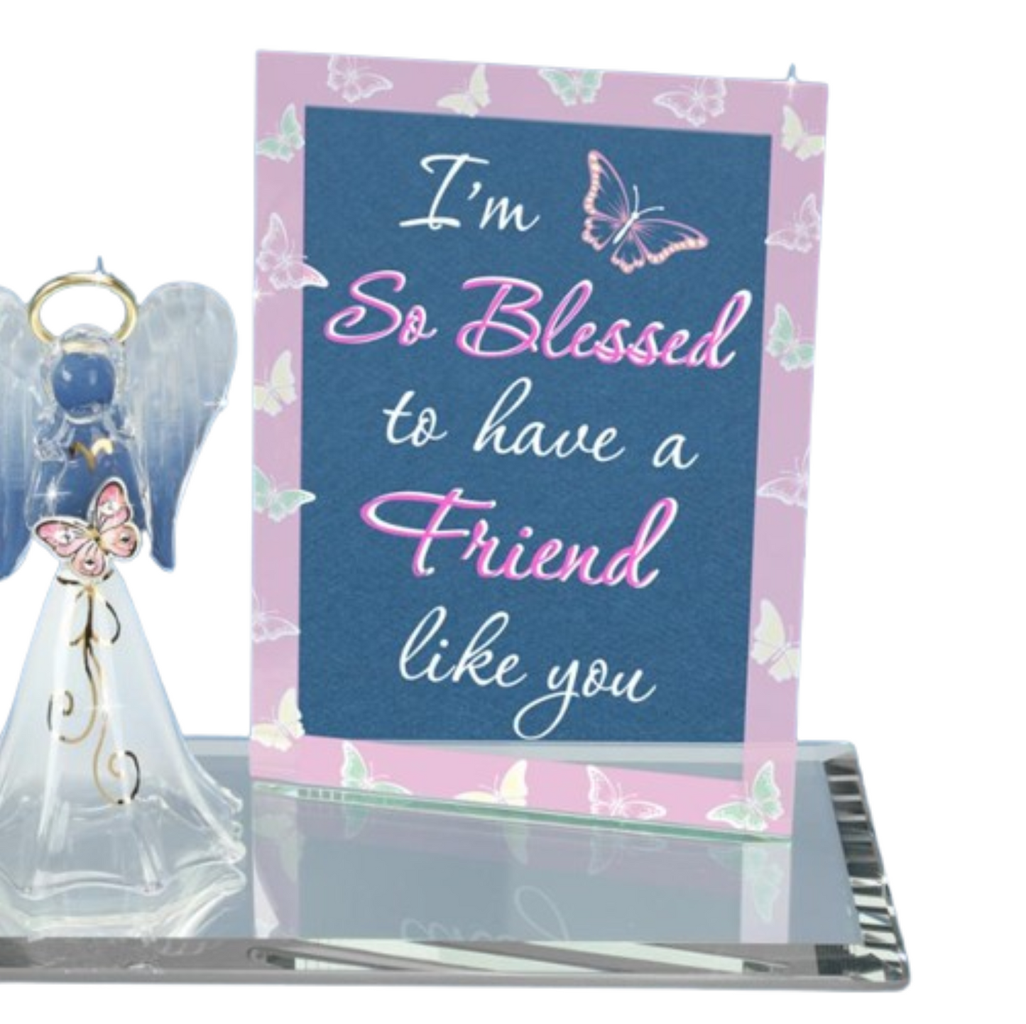 So Blessed Friend Angel Figurine | Glass Friendship Gift with Message