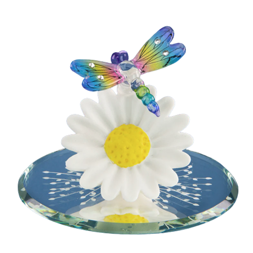 Sundancer Dragonfly on Daisy Glass Figurine