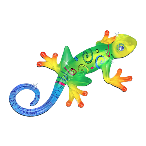 Glass Baron Gecko 'Maui' Figurine with Crystals Accents
