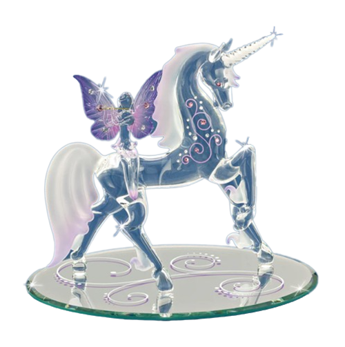 Unicorn & Purple Fairy, Handmade Glass Figurine, Fairytale Unicorn Gift, Holiday Gift, Home Decor, Gift for Her/Him