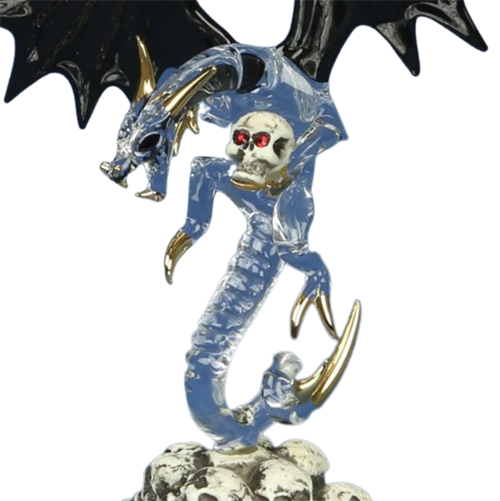 Glass Skull Crusher Dragon Figurine Accented with Crystals Accents