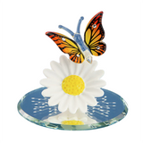 Glass Butterfly & Daisy Figurine, Handmade Monarch Butterfly, Home Decor, Gift for Butterfly Lovers, Mother's Day Gift