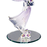 Angel Glass Figurine with Flowers, Lavender Angel Figurine, Glass Angel Dove, Handcrafted Gift, Handmade Angel Statue, Home Decor