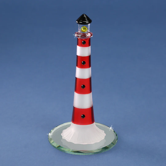 Glass Baron Red Lighthouse Figurine
