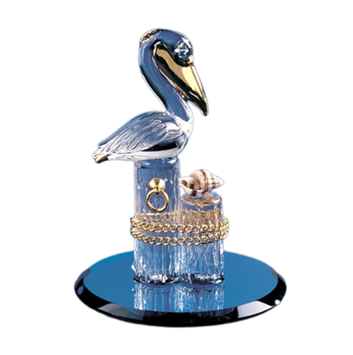 Glass Pelican Figurine, Handcrafted Pelican on Piling, Home Decoration, Christmas Gift