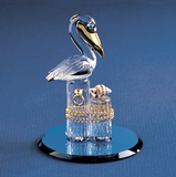 Glass Pelican Figurine, Handcrafted Pelican on Piling, Home Decoration, Christmas Gift