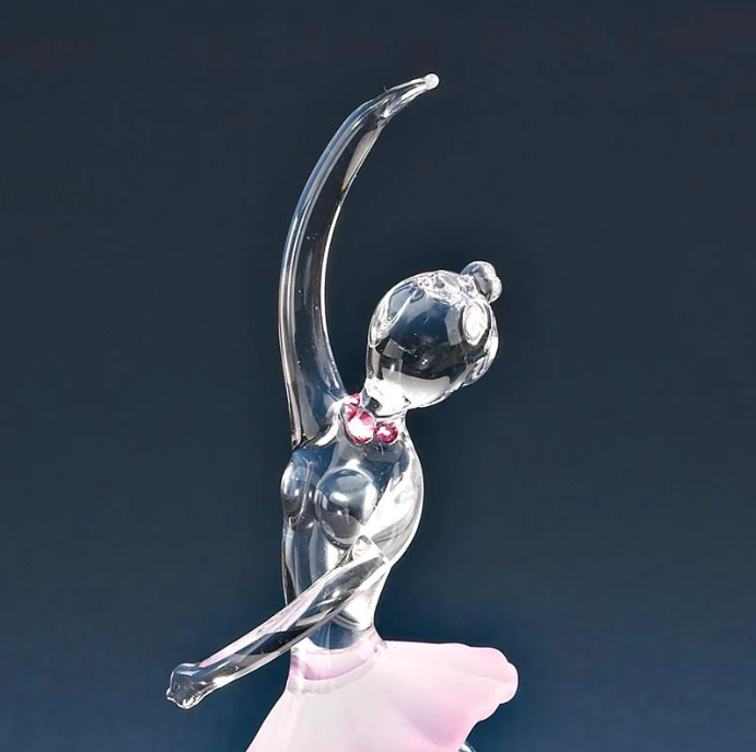 Handblown Glass Ballerina, Pink Dancing Ballerina, Handcrafted Glass Figurine, Gift for Her, Christmas Gift, Gift For Kids