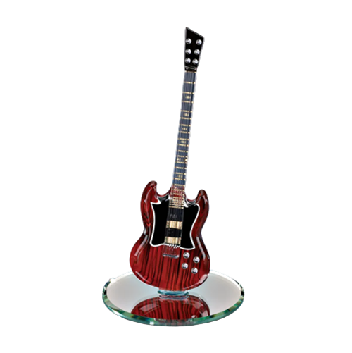 Mahogany Guitar, Handcrafted Glass Figurine, Handmade Guitar Gift, Home Decor Gift Ideas
