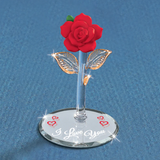 Red Rose Figurine, Handcrafted Glass Red Rose, Anniversary Gift, Gift for Her, Home Decorations