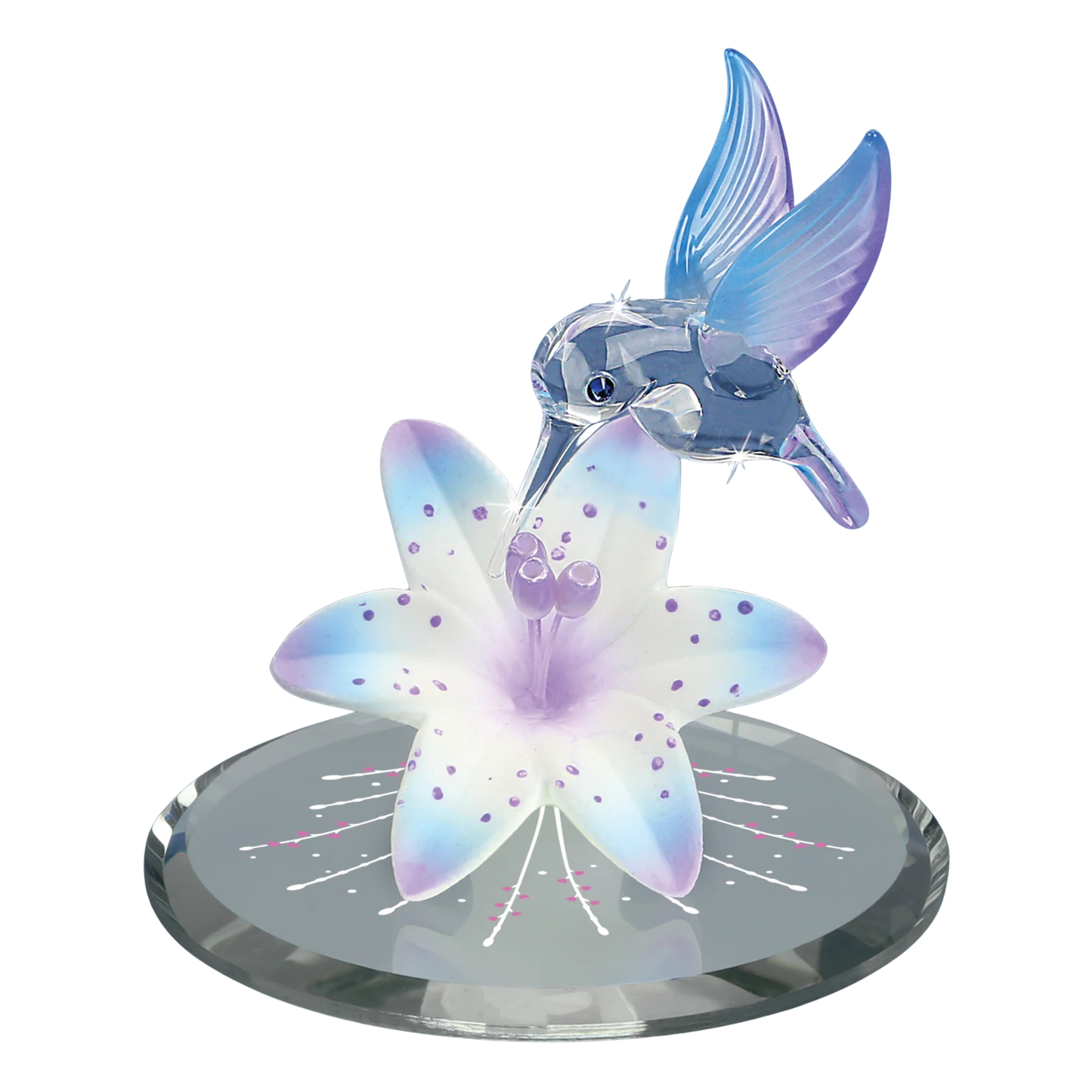 hummingbird lily glass figurine bird decor floral home display gift for mom