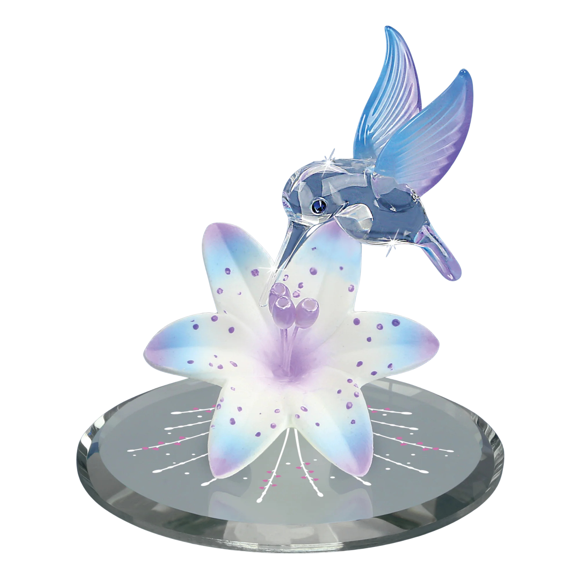 hummingbird lily glass figurine bird decor floral home display gift for mom