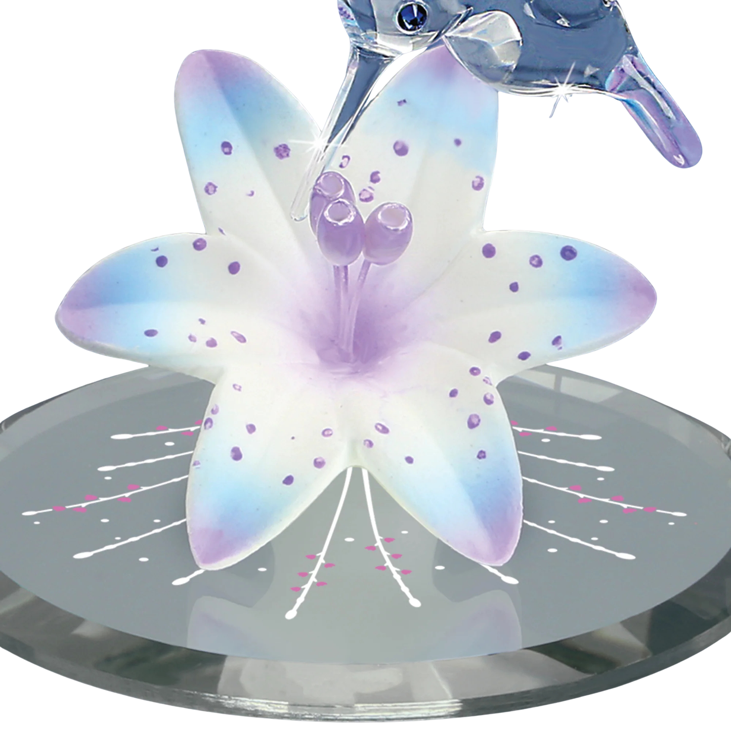 Hummingbird Lily Glass Figurine Bird Decor Gift for Mom Floral Home Decor