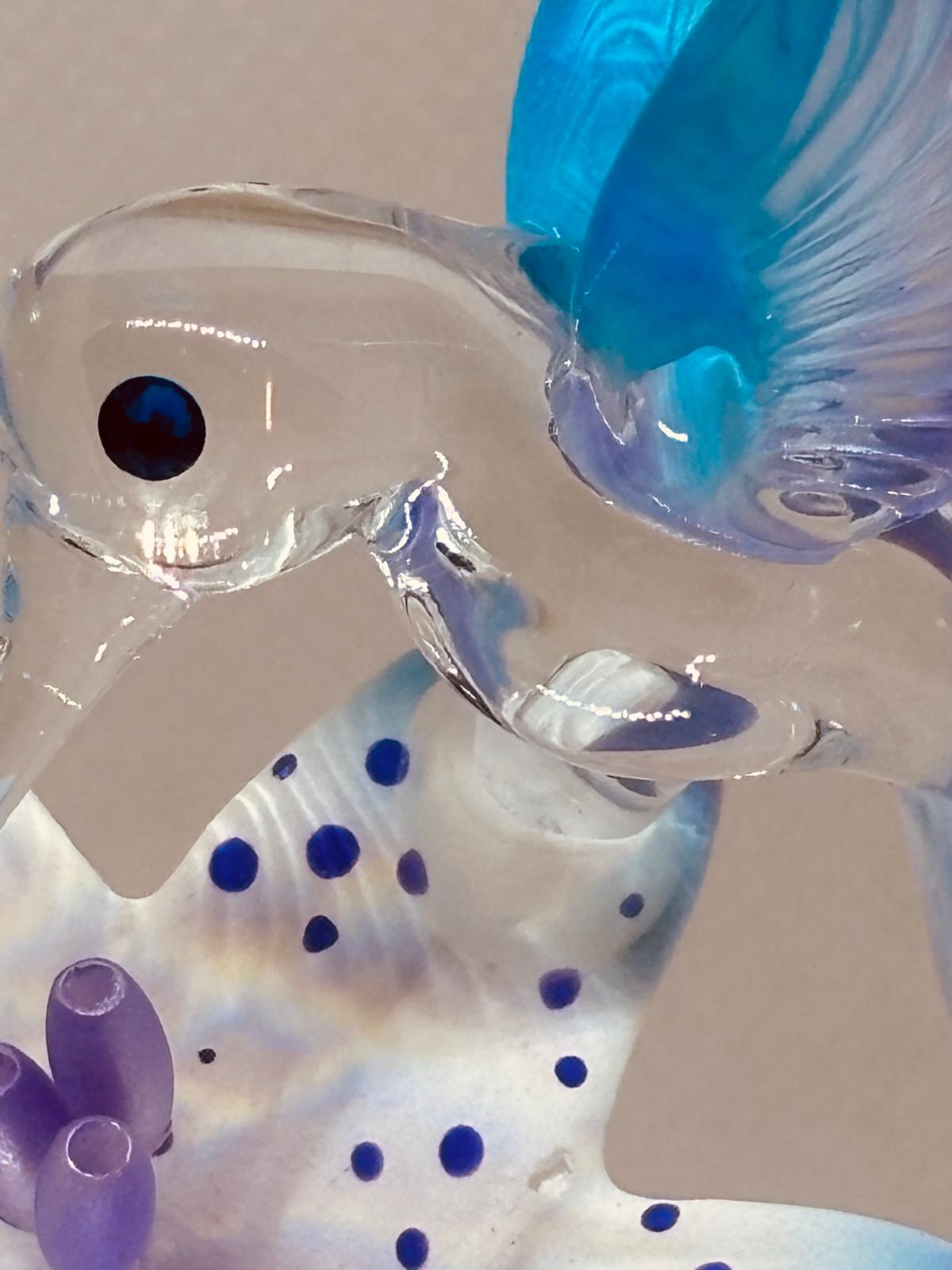 Hummingbird on Lily Figurine Handcrafted Glass Collectible Decor