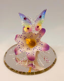Butterfly on Lavender Lily Figurine Handcrafted Glass Butterfly on Lily with Crystals