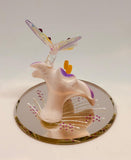 Butterfly on Lavender Lily Figurine Handcrafted Glass Butterfly on Lily with Crystals