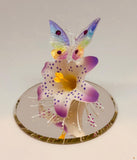 Butterfly on Lavender Lily Figurine Handcrafted Glass Butterfly on Lily with Crystals