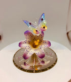 Butterfly on Lavender Lily Figurine Handcrafted Glass Butterfly on Lily with Crystals
