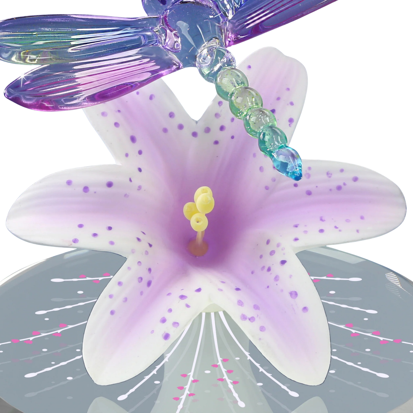 Dragonfly Lily Glass Figurine Flower Sculpture Nature Decor Gift for Her Spring Decor