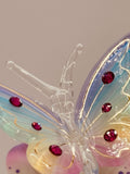 Butterfly on Lavender Lily Glass Figurine | Nature Display Décor