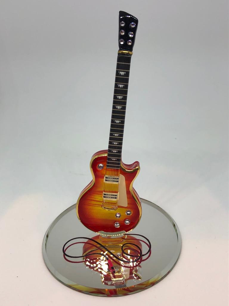Classic Guitar Figurine, Handmade Glass Cherry Burst Guitar, Gift Ideas, Gift for Him/Her, Home Decorations