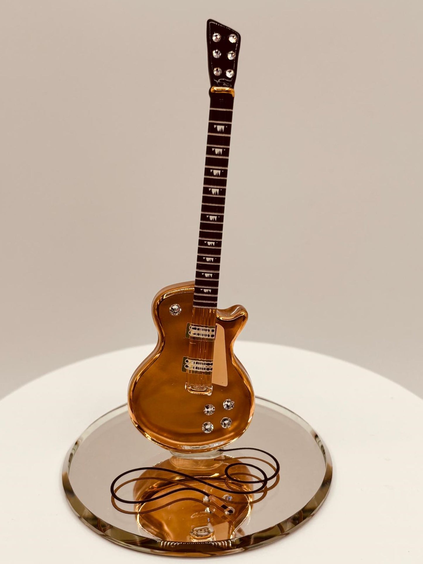 Handcrafted glass guitar figurine for music décor and studio displays