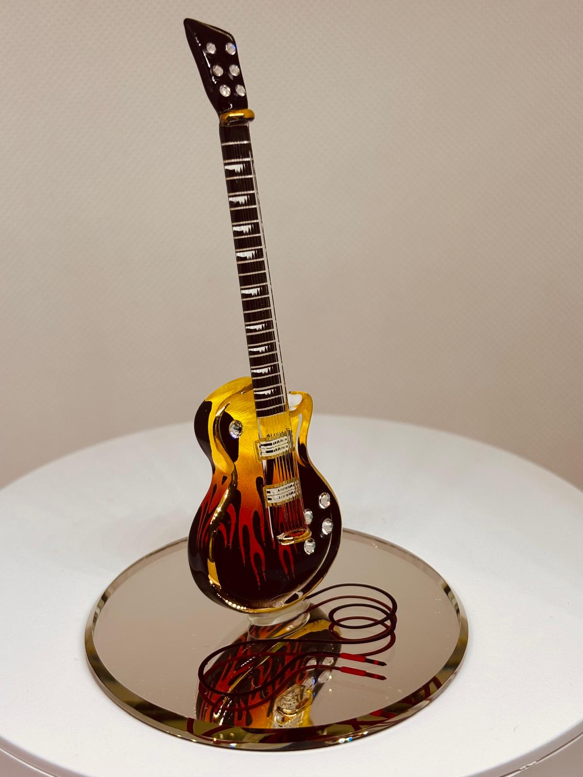 Smokin’ Hot Guitar Figurine Handcrafted Music Decor Gift