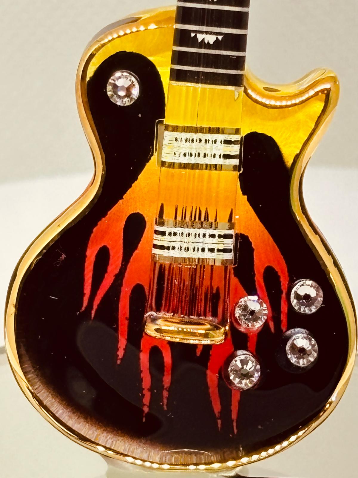 Smokin’ Hot Guitar Figurine Handcrafted Music Decor Gift