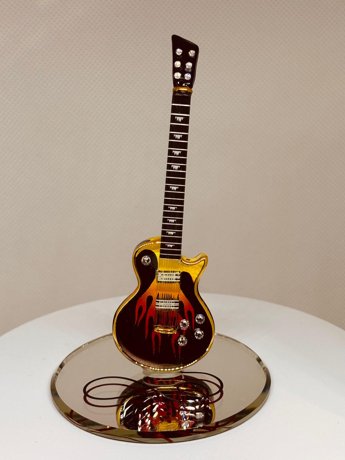 Smokin’ Hot Guitar Figurine Handcrafted Music Decor Gift