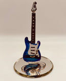 Vintage Purple Haze Glass Guitar Figurine Handcrafted Miniature Music Gift