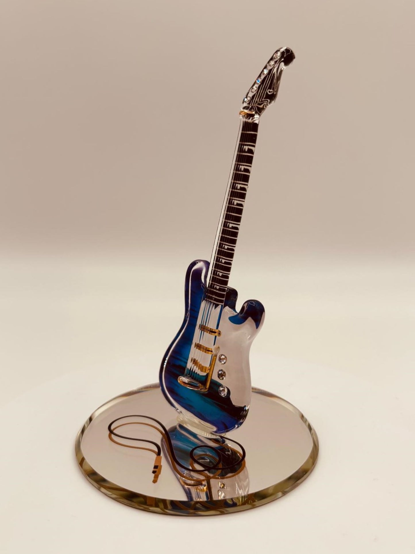 Vintage Purple Haze Glass Guitar Figurine Handcrafted Miniature Music Gift