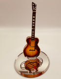 Glass Sunburst Acoustic Guitar Figurine Handcrafted Gift with Crystals & Gold