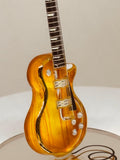 Classic Woodgrain Guitar Figurine Handcrafted Glass Music Decor Gift