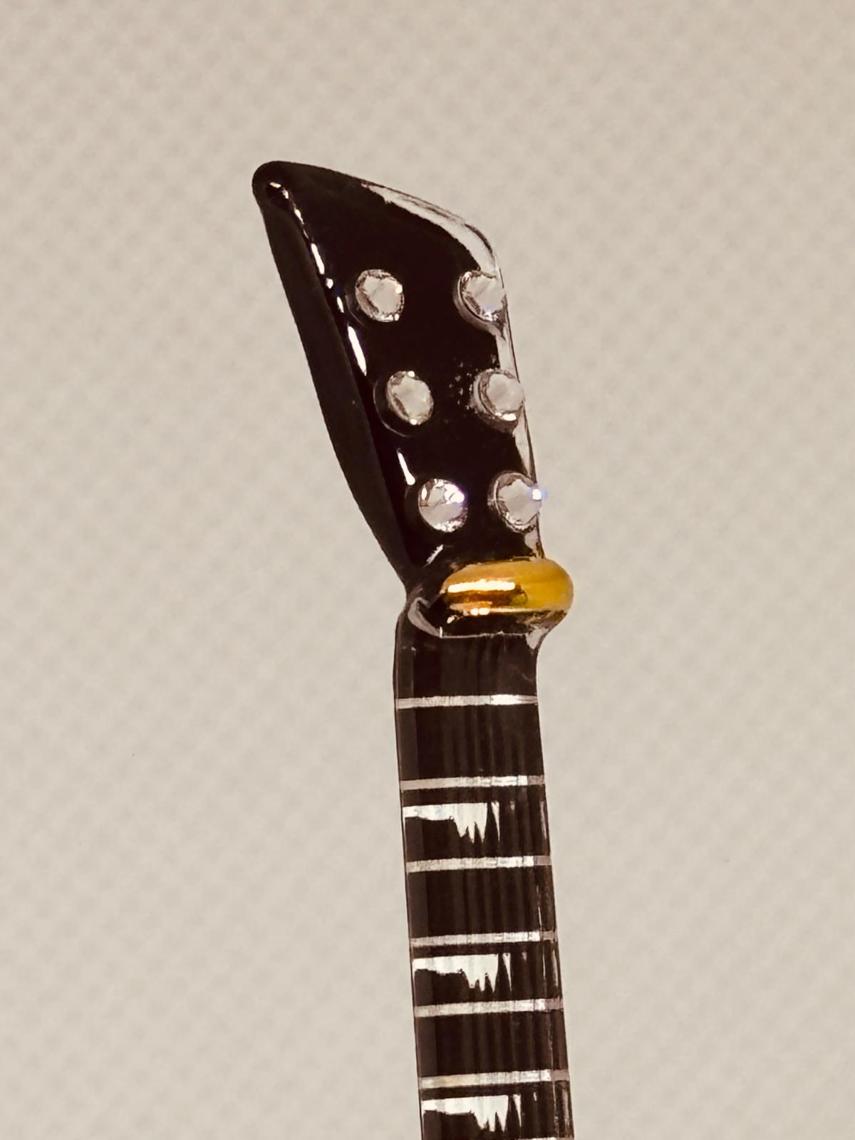 Classic Woodgrain Guitar Figurine Handcrafted Glass Music Decor Gift