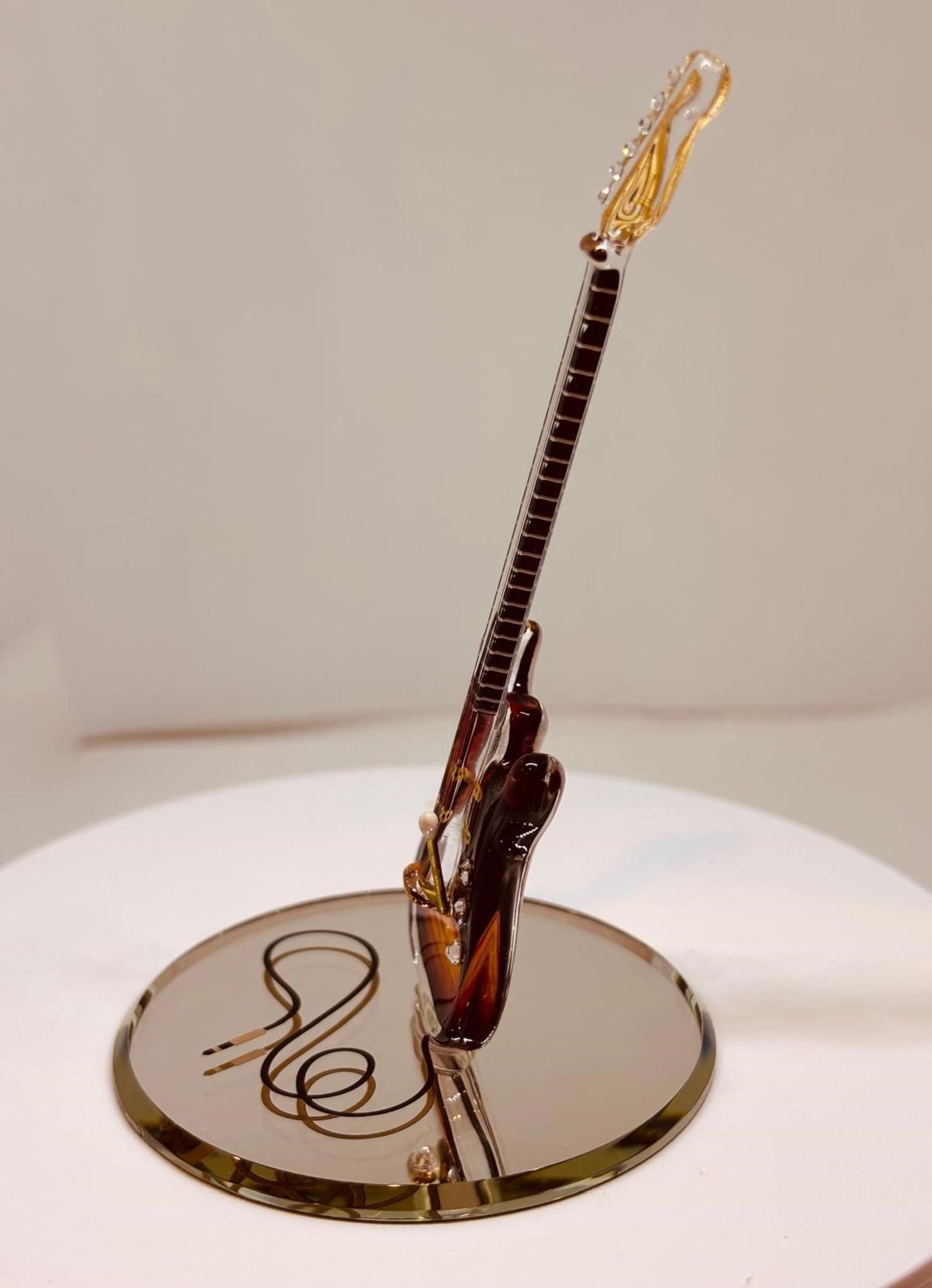 Vintage Tobacco Guitar Figurine Handcrafted Glass Music Collectible