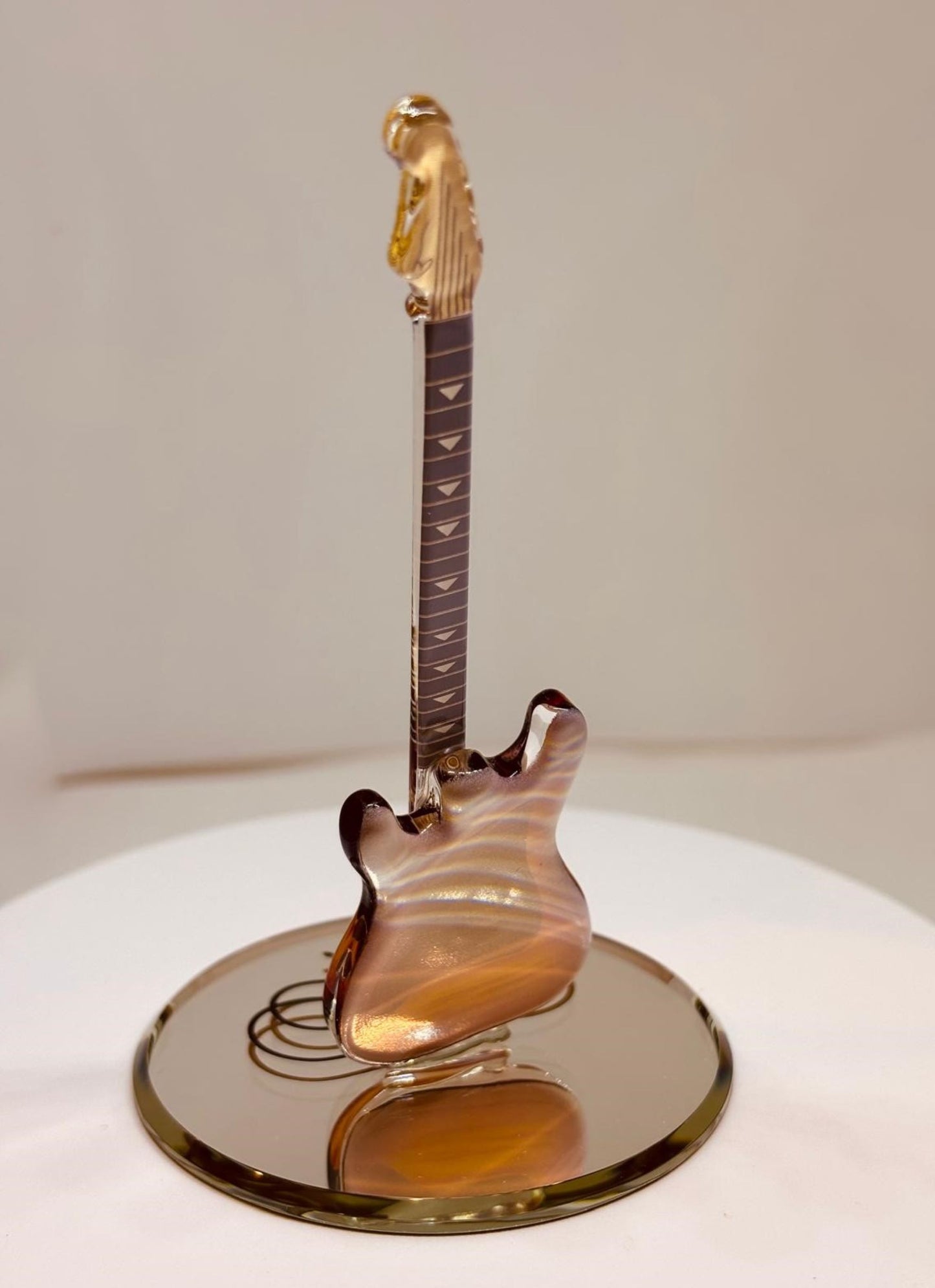 Vintage Tobacco Guitar Figurine Handcrafted Glass Music Collectible
