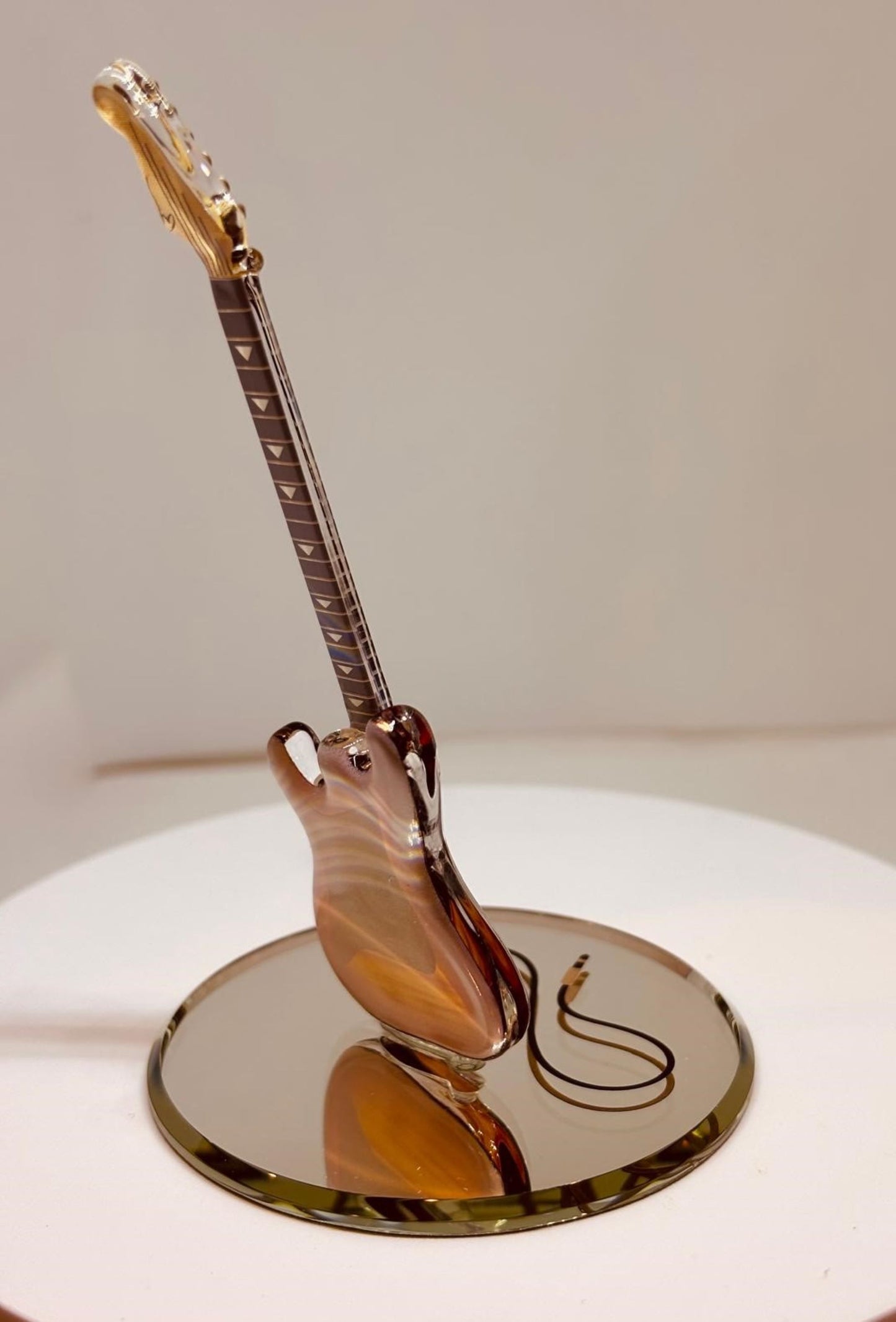 Vintage Tobacco Guitar Figurine Handcrafted Glass Music Collectible