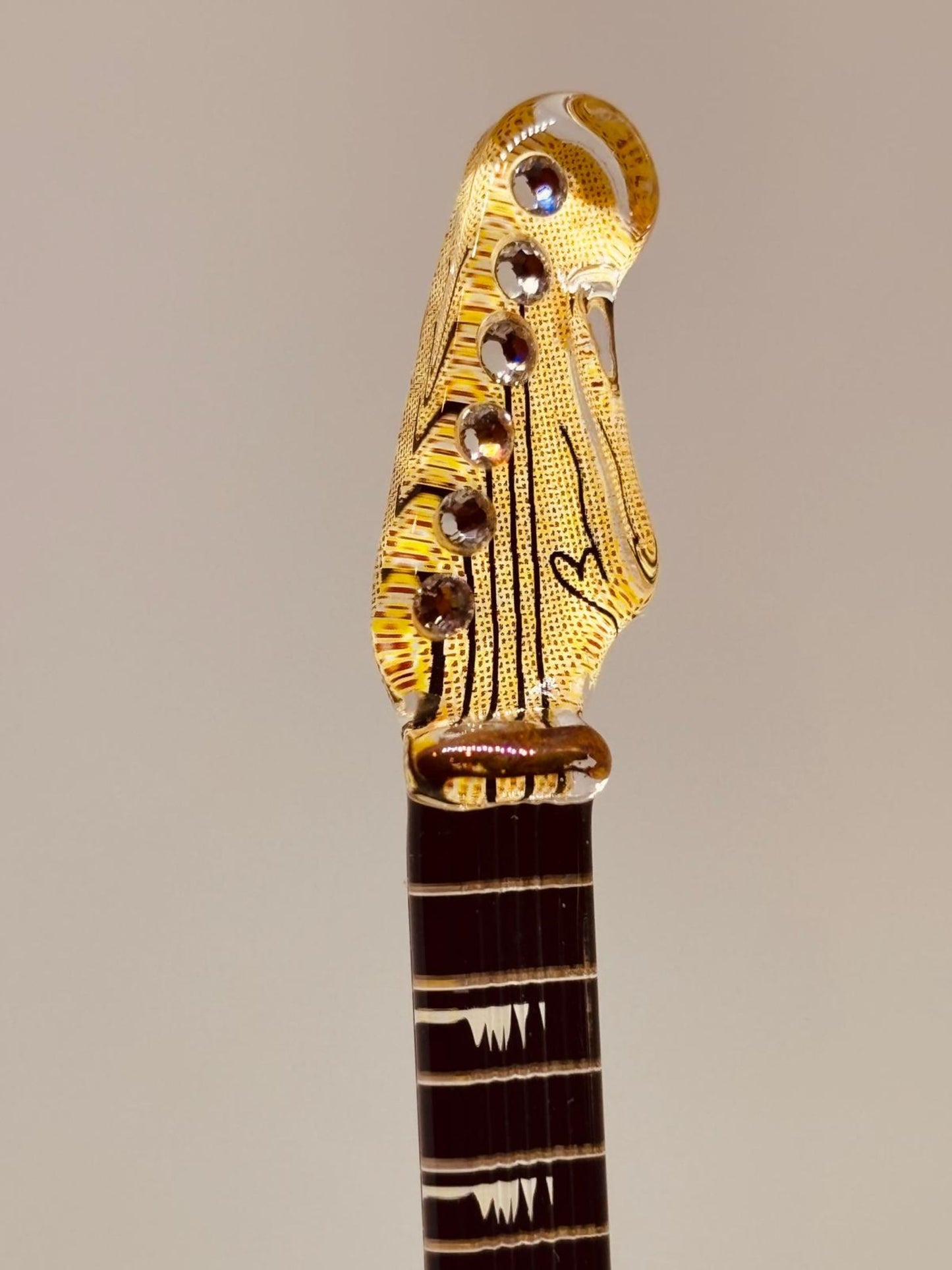 Vintage Tobacco Guitar Figurine Handcrafted Glass Music Collectible