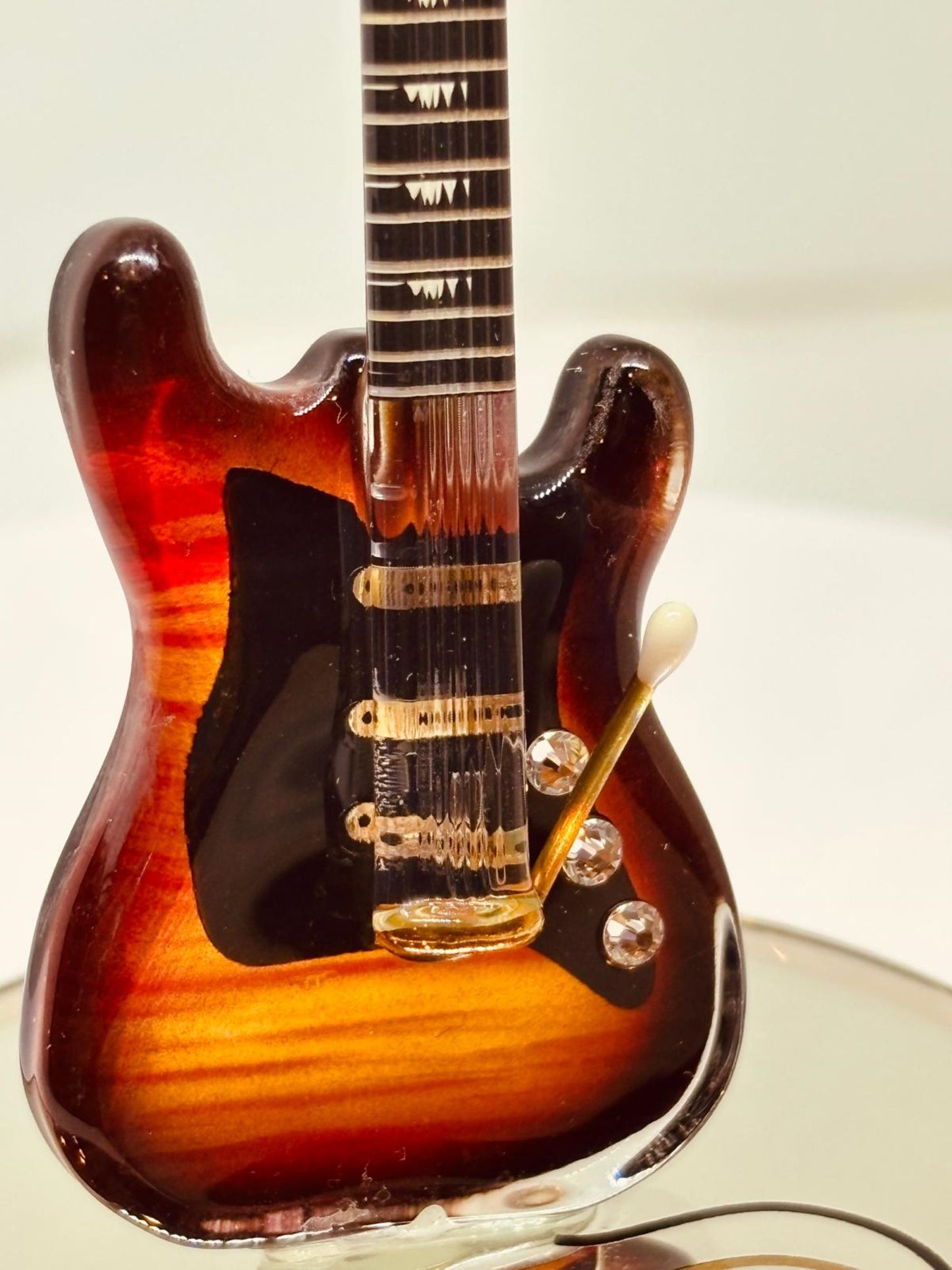 Vintage Tobacco Guitar Figurine Handcrafted Glass Music Collectible