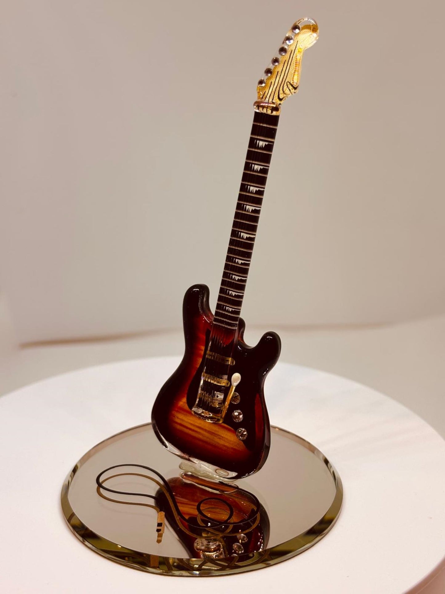 Vintage Tobacco Guitar Figurine Handcrafted Glass Music Collectible