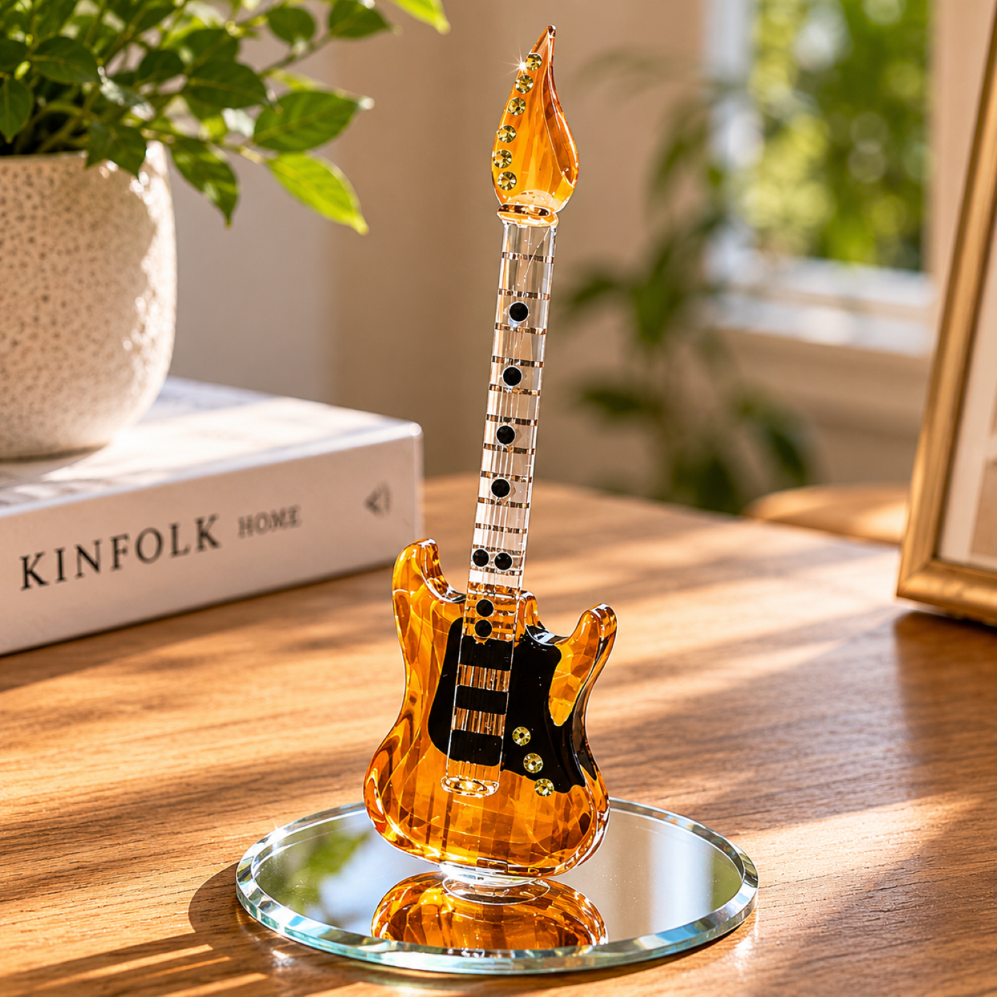 Electric Guitar Glass Figurine Gift | Music Lover Collectible Home Decor