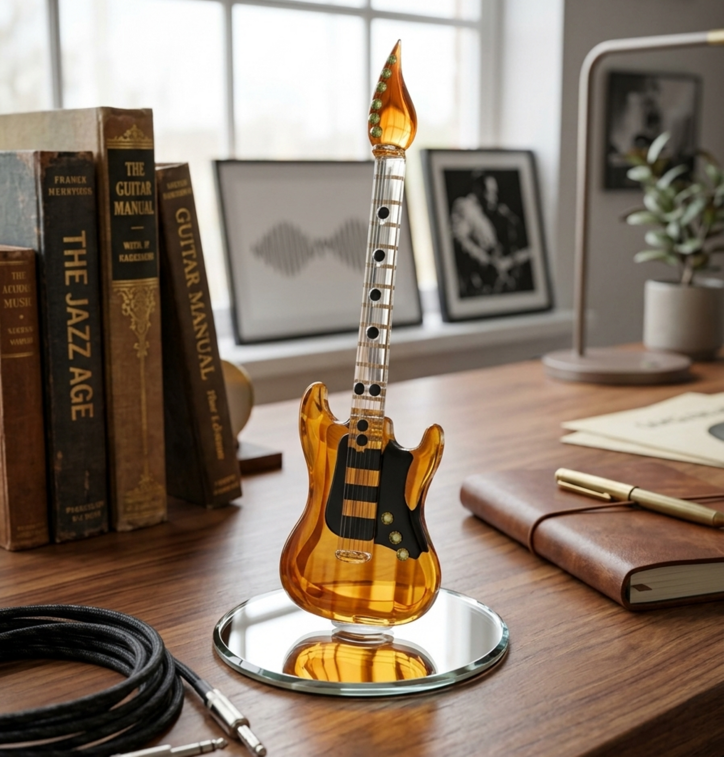 Electric Guitar Glass Figurine Gift | Music Lover Collectible Home Decor