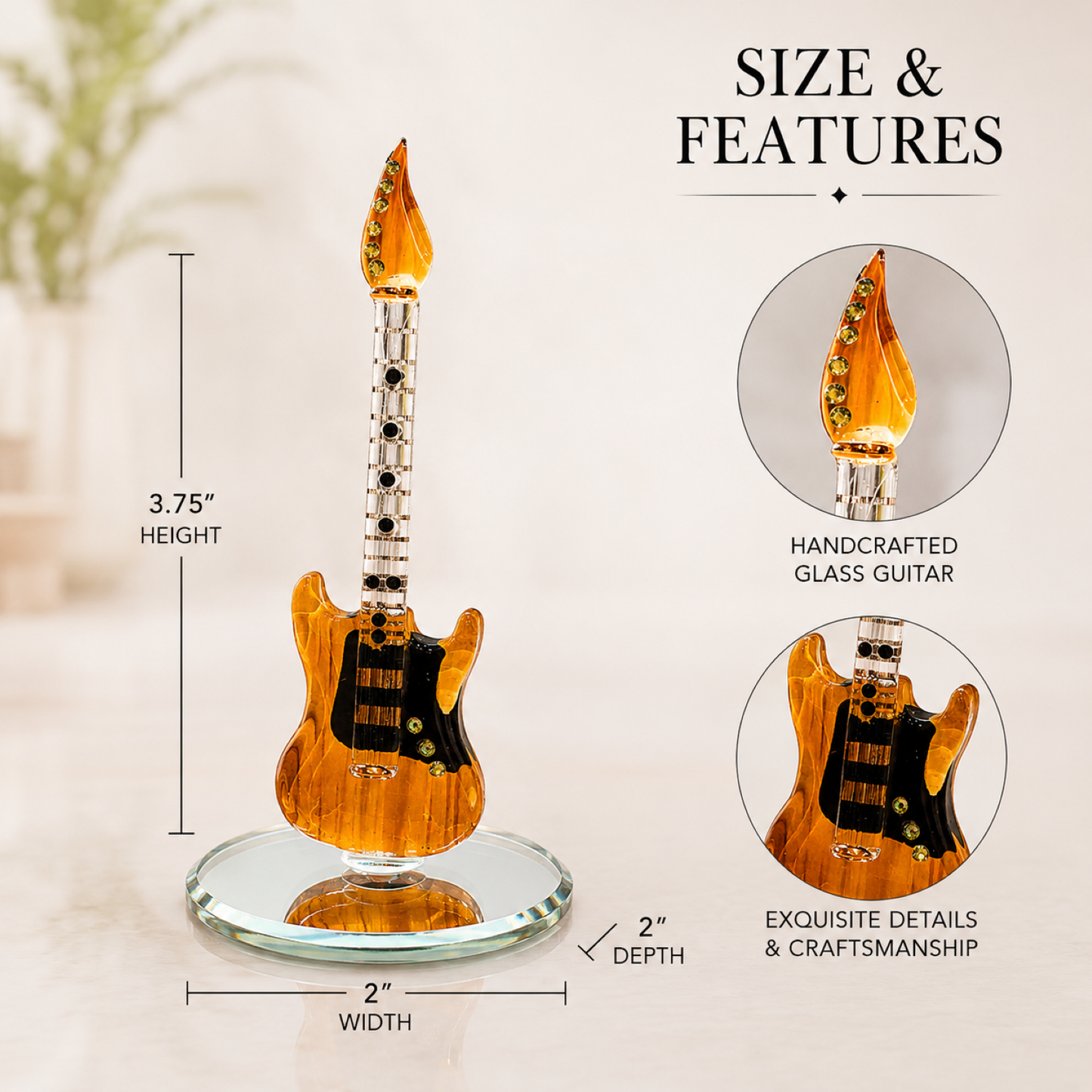 Electric Guitar Glass Figurine Gift | Music Lover Collectible Home Decor