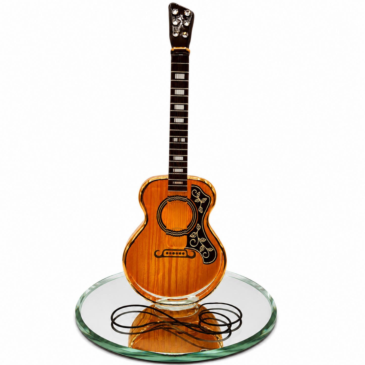 Handcrafted Glass Acoustic Guitar Figurine – Guitar Player Gift, Music Collectible, Music Room Decor