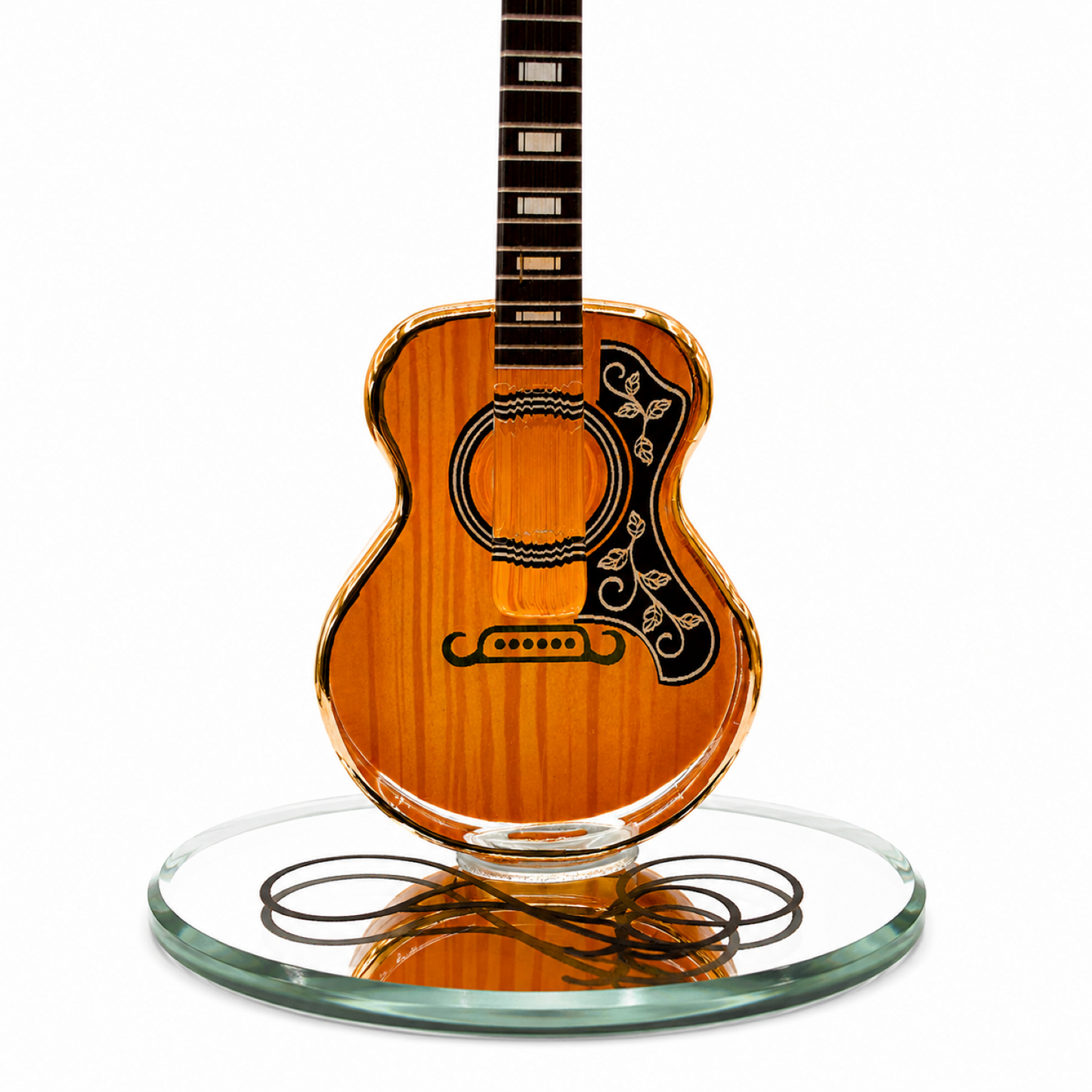 Handcrafted Glass Acoustic Guitar Figurine – Guitar Player Gift, Music Collectible, Music Room Decor